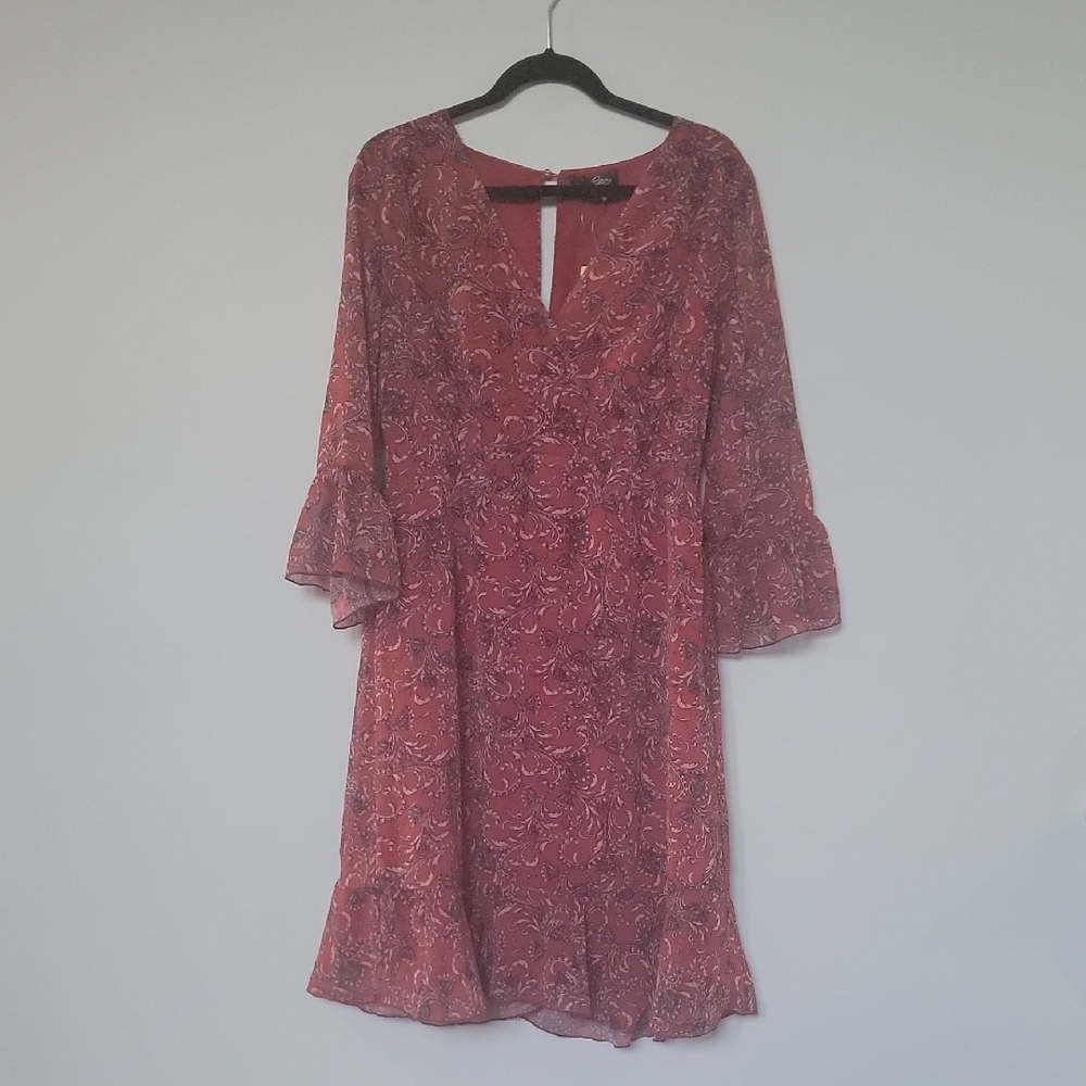 Suzanne Betro Burgundy Paisley Long Sleeve Dress